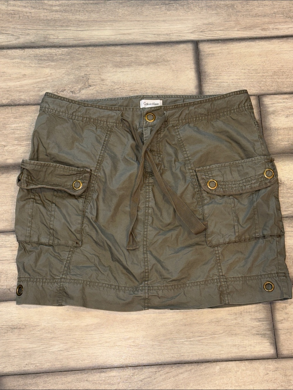 Calvin Klein Olive Green Cargo Mini Skirt